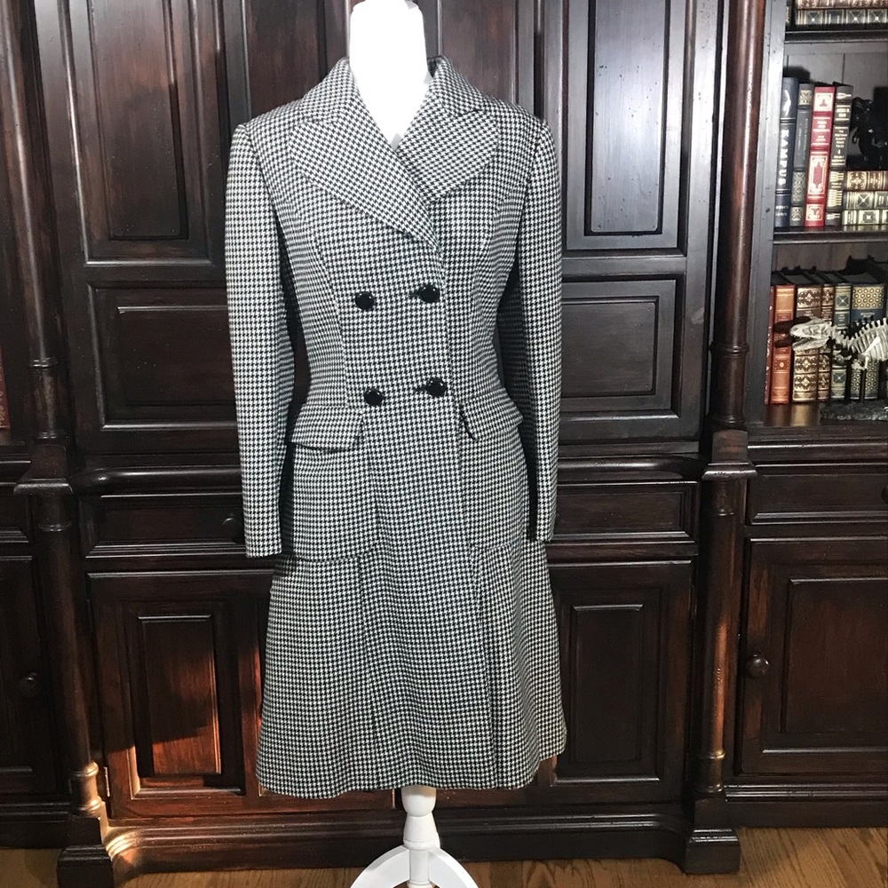 Houndstooth Swing Coat - tweed vintage coat